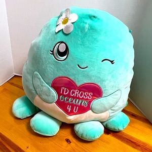 16” Squishmallow Olina Octopus Valentine“I’d Cross Oceans 4U” Kelly Toy Plush